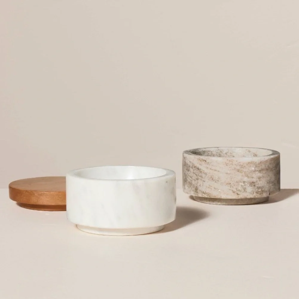 3 pc Marble Stacking Salt & Pepper Cellar Hearth & Hand with Magnolia